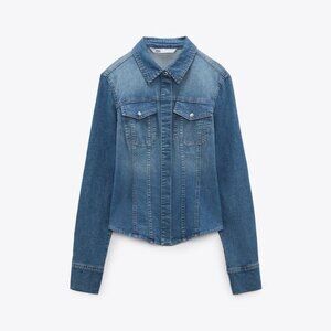 ZARA FITTED DENIM SHIRT Size S
